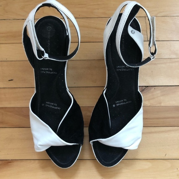 Rockport x Adidas Adiprene White Leather Open Toe Platform Wedge Shoes Size 10 - Picture 8 of 13